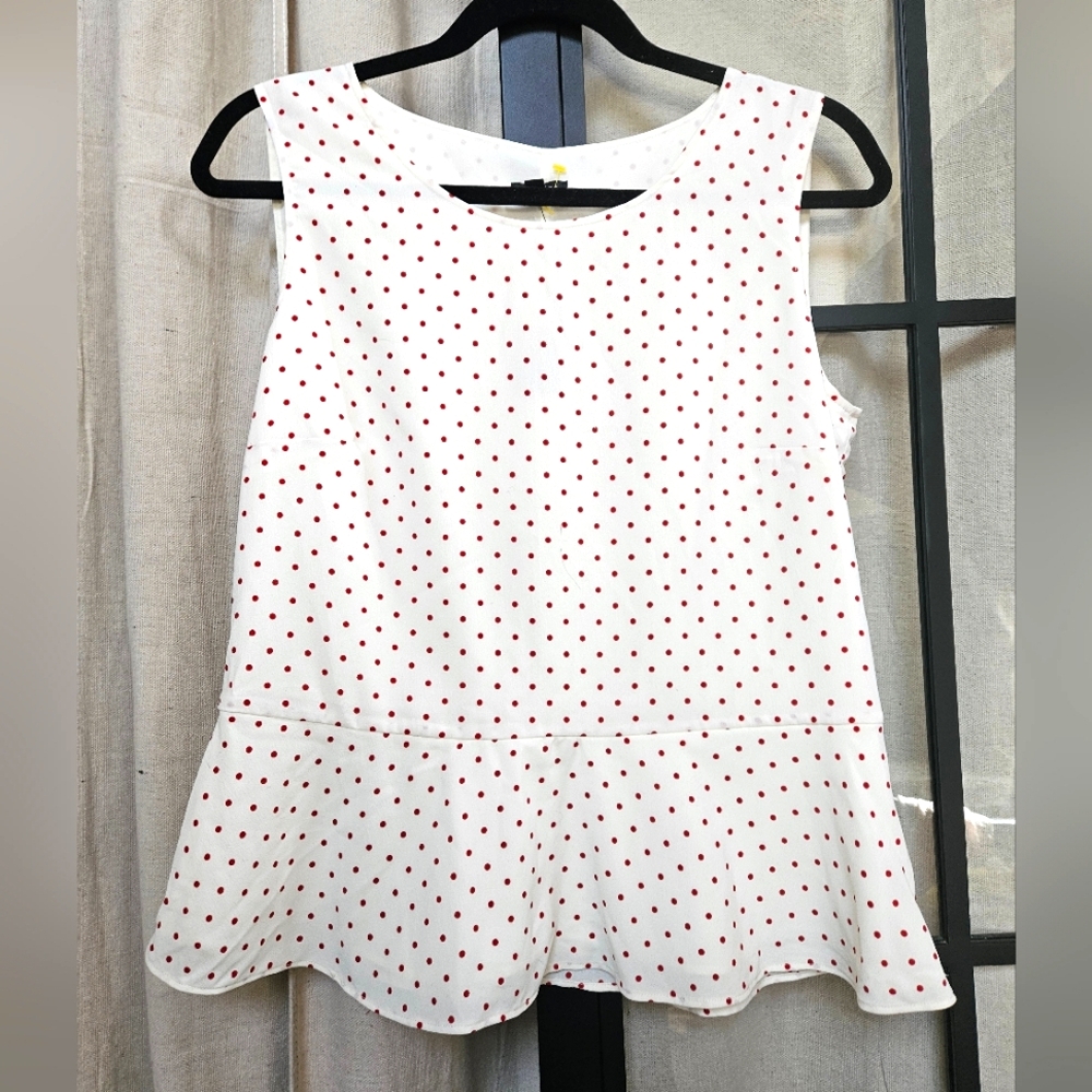 Polka Dot Sleeveless Top - White and Red